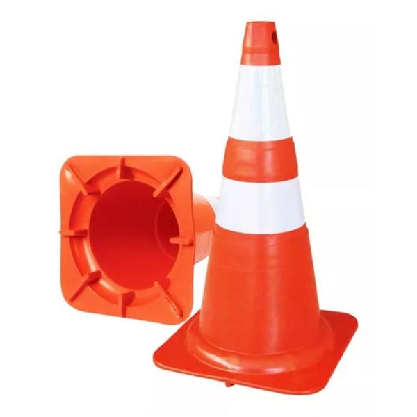 Imagem de Cone Flexivel 75cm Laranja / Branco Com Refletivo NBR15071