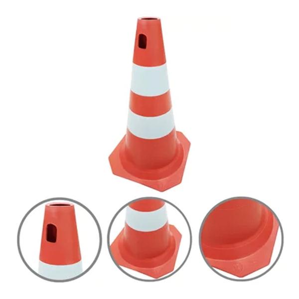 Imagem de Cone Sinalização Laranja E Branco ou preto amarelo rigido varios tamanho