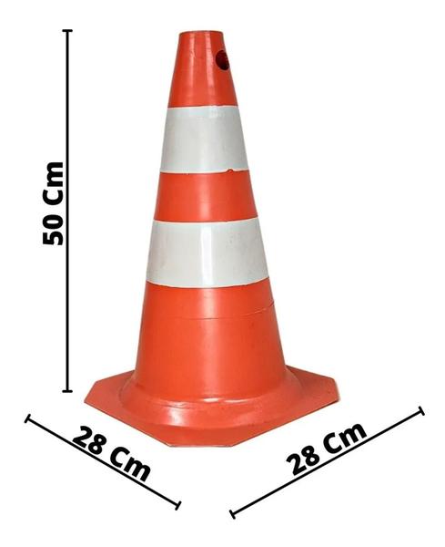 Imagem de Cone Sinalização Laranja E Branco ou preto amarelo rigido varios tamanho