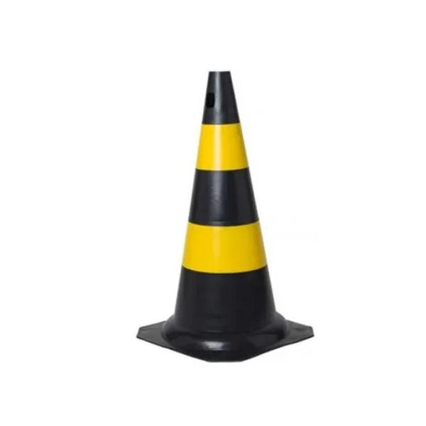 Imagem de Cone Sinalizador Preto com Amarelo 50 cm ledan