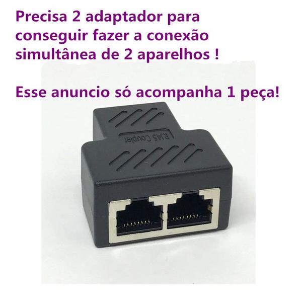 Imagem de Conector Adaptador duplicador Rj45 para cabo de rede fêmea