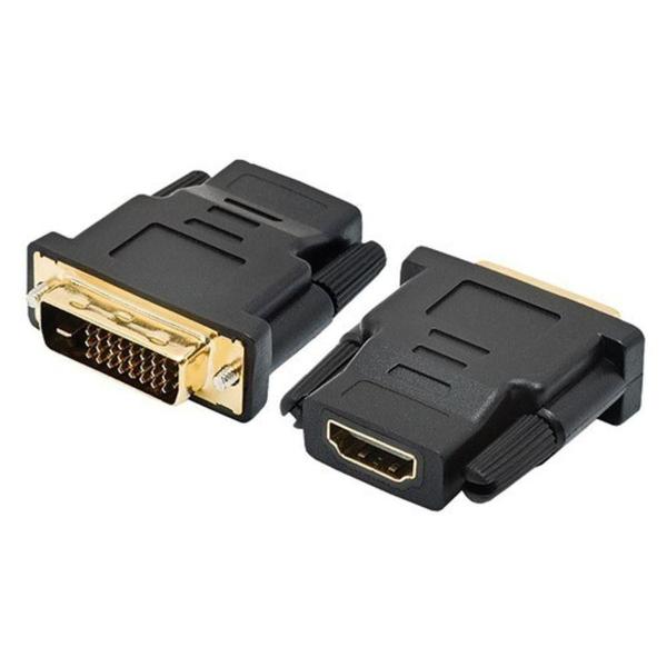 Imagem de Conector adaptador dvi-d 24+1 macho para hdmi fêmea dourado