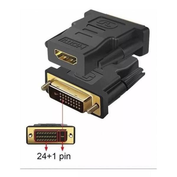 Imagem de Conector Adaptador Dvi-D Macho X Hdmi Fêmea 24+1