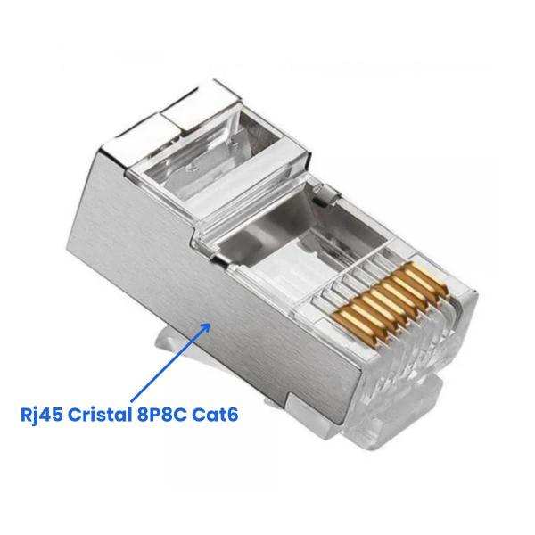 Imagem de Conector Blindado Rj45 Cristal 8P8C Cat6 