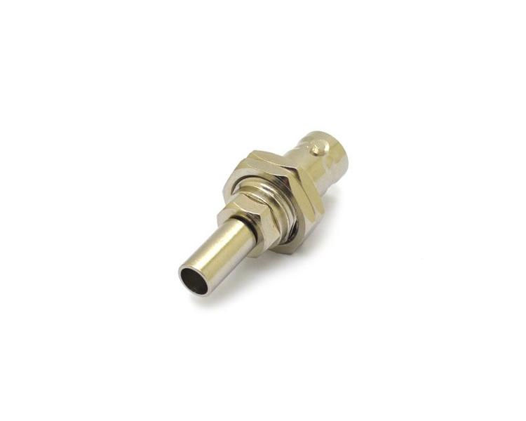 Imagem de Conector BNC 50 Ohms Fêmea Reto Cabo Painel Crimpagem RG 58 Pino Fixo Rosca e 2 Porcas - LF-51CR - Gav 04 - KLC