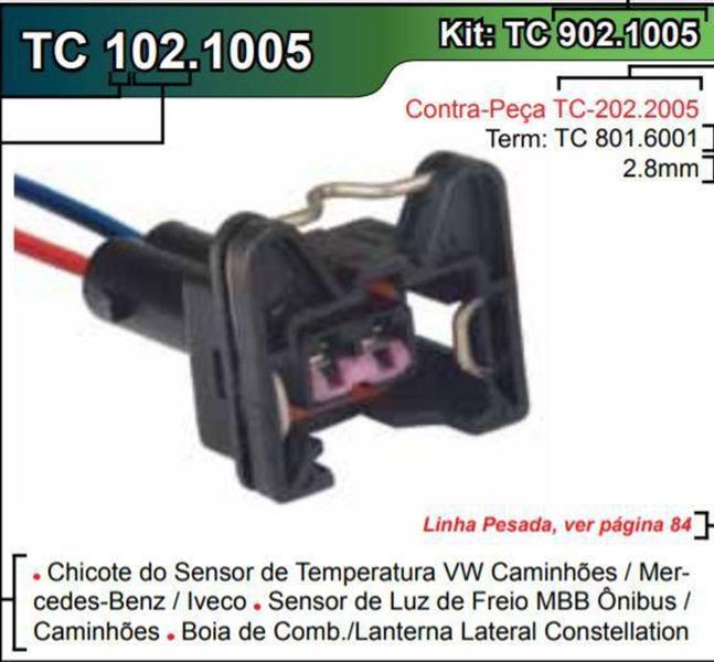 Imagem de Conector Chicote Bico Injetor Atuador Bobina Sensor 2 Vias - TC CHICOTES