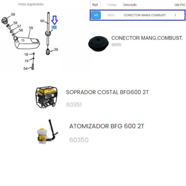 Imagem de Conector Da Mangueira Combustível P/ Atomizador BFG 600 2T