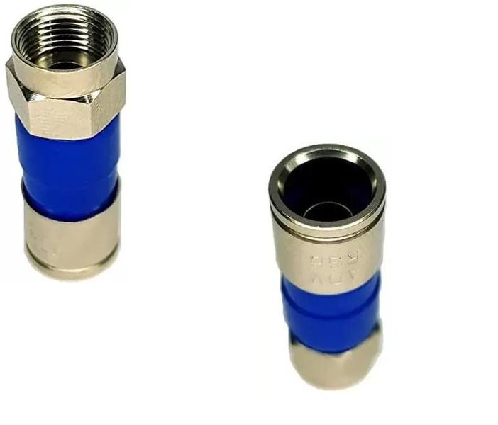 Imagem de Conector de Compressão Profissional RF Macho RG6 de Metal P/ Cabo Grosso Coaxial