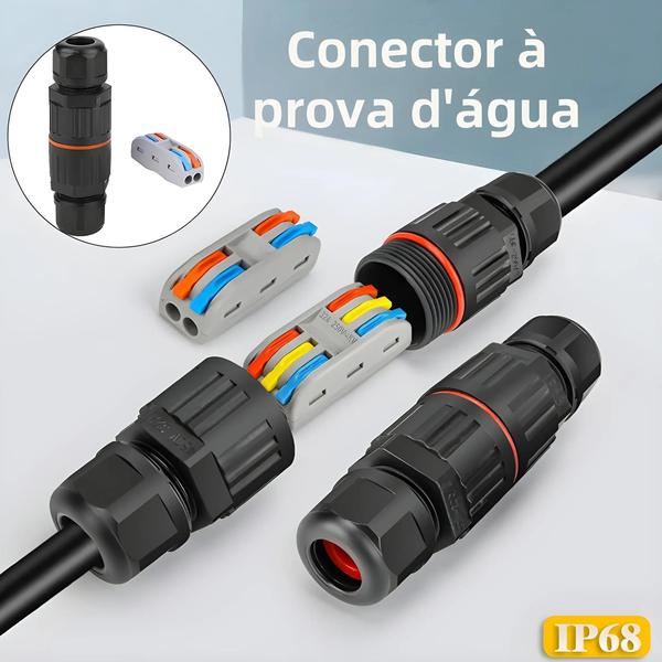 Imagem de Conector de Fio IP68 à Prova d'Água - Conexão Rápida 2/3 Pinos (Solda) para Lâmpada LED