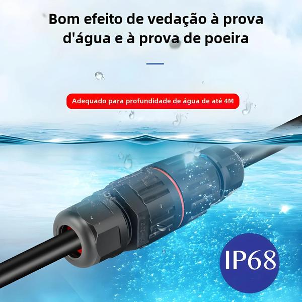 Conector de Fio IP68 à Prova d'Água - Conexão Rápida 2/3 Pinos (Solda) para Lâmpada LED Imagem de Conector de Fio IP68 à Prova d'Água - Conexão Rápida 2/3 Pinos (Solda) para Lâmpada LED
