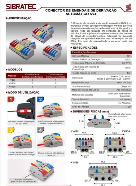 Imagem de Conector Emenda-derivacao 2 Entradas 6 Saidas 32a Ate 4mm