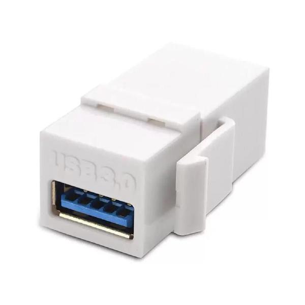 Imagem de Conector Emenda Tomada Padrão Keystone Usb 3.0 Branco