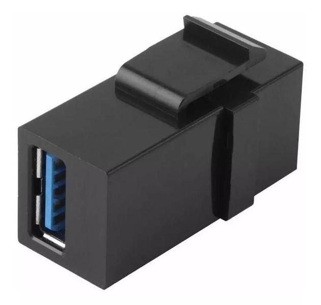 Imagem de Conector Emenda Tomada Padrão Keystone Usb 3.0 Preto