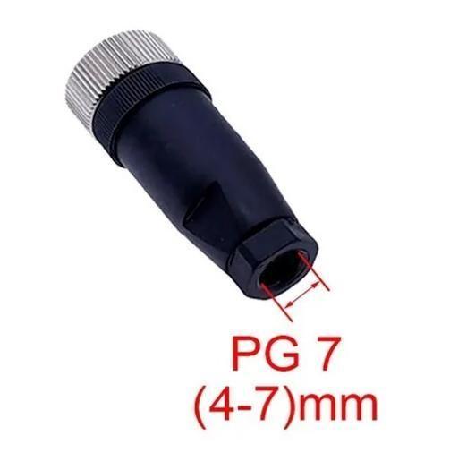 Imagem de Conector Fêmea de 4 Pinos M12 PG7 (L24) para Sensores - IP67