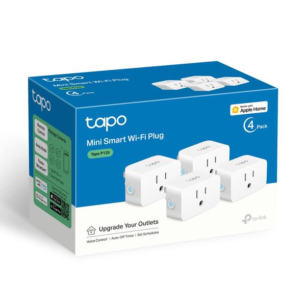 Imagem de Conector inteligente TP-Link Tapo P125 Apple HomeKit 15A/1800W branco, pacote com 4