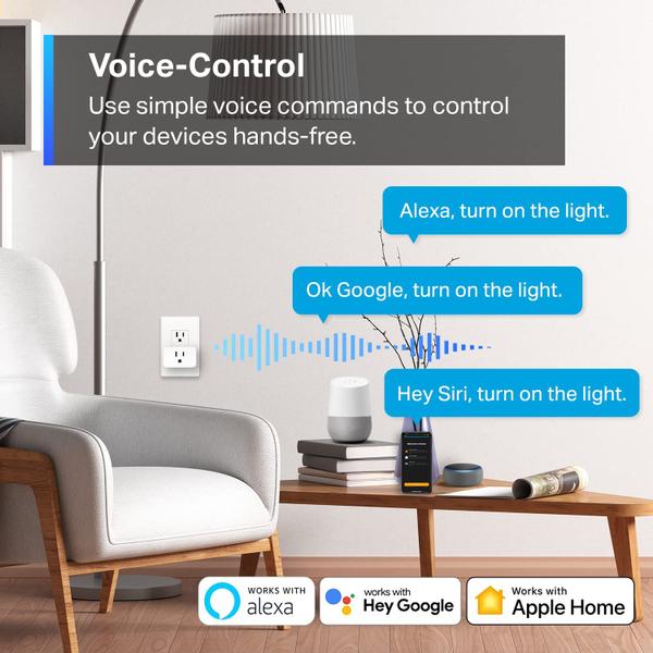 Imagem de Conector inteligente TP-Link Tapo P125 Apple HomeKit 15A/1800W branco, pacote com 4