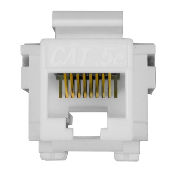 Imagem de Conector Keystone Cat5e RJ45 Fêmea para Redes de Cabeamento Estruturado de Internet Branco