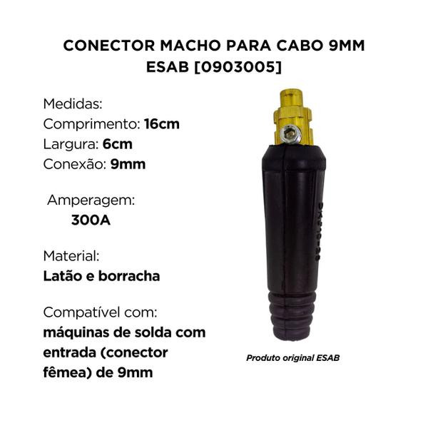 Imagem de Conector macho para cabo 9mm 0903005 esab