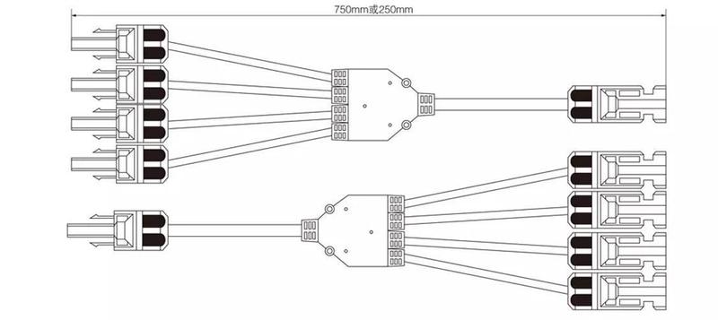 Imagem de Conector Mc4 Cabo Tipo Y 4 Vias 4X1 Painel Energia Solar