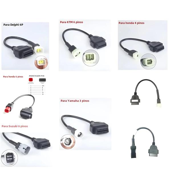 Imagem de Conector OBD2 para Motocicletas Yamaha, Suzuki, Kawasaki, Honda e Ducati - 3, 4 e 6 Pinos