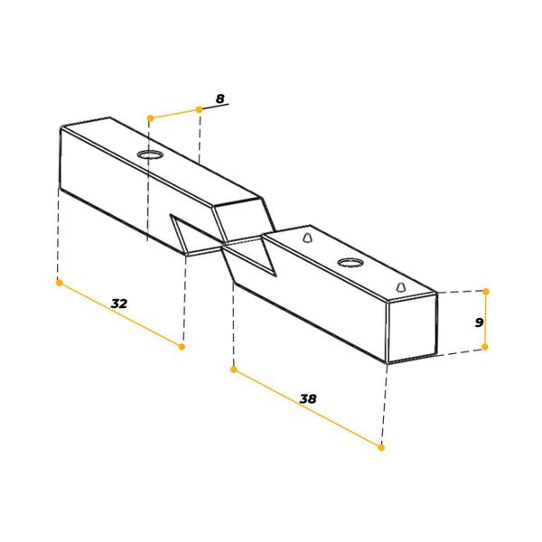 Imagem de Conector Oculto 8,5 X 9,2 X 38 Mm Zincado Para Montagem Rápida De Móveis E Peças Mdf