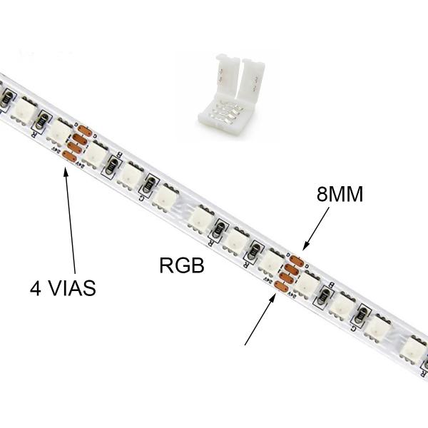 Imagem de Conector para Fita Led RGB 8mm 4 Vias - 100 unidades