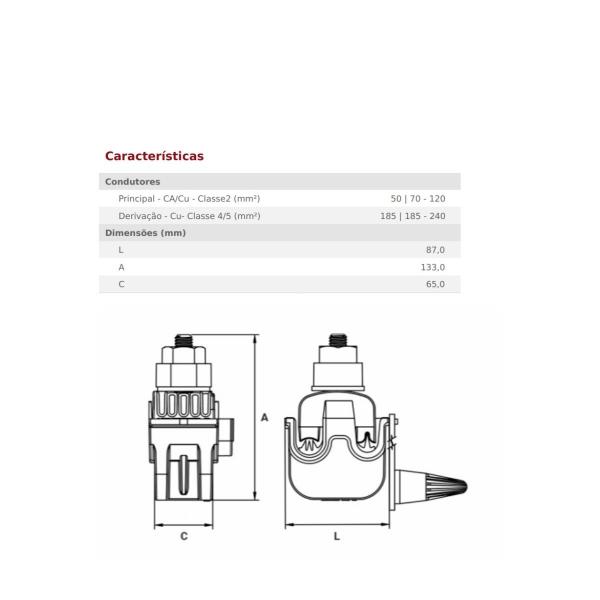 Imagem de Conector Pefurante P/Cabos Flexível 50-120mm INTELLI