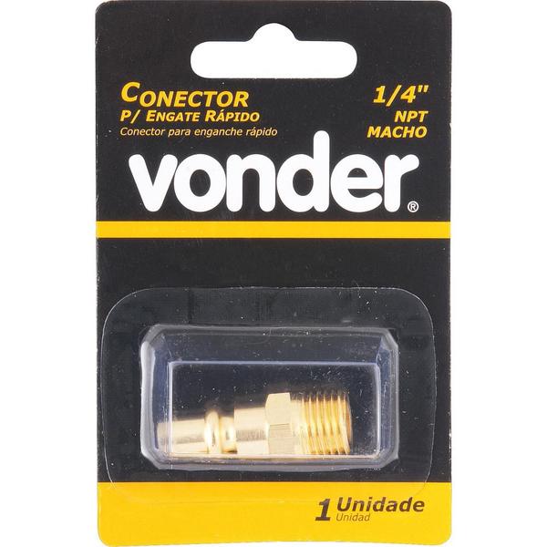 Imagem de Conector pino racord macho 1/4" npt latão cartela - Vonder