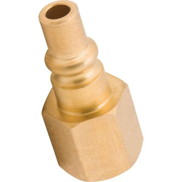 Imagem de Conector Pino Racord Rosca Fêmea 1/4" NPT Latão Polido para Ar Comprimido - Peça - Vonder