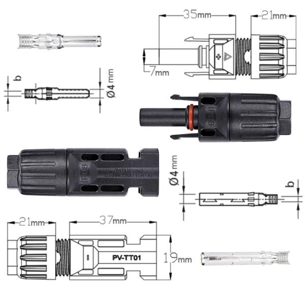 Imagem de Conector Plug Mc4 Painel Placa Cabo Solar Macho Fêmea Kit 50