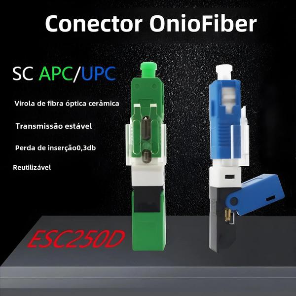 Imagem de Conector Rápido de Fibra Ótica Monomodo SC/APC/UPC - FTTH - Esc250D SM