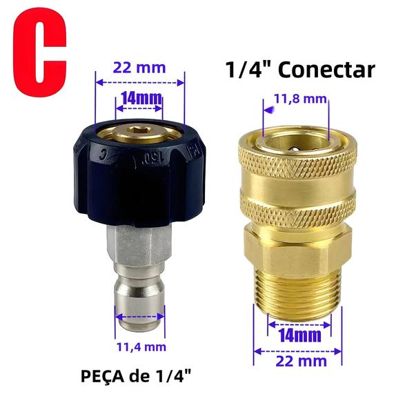 Imagem de Conector Rápido M22 14mm/15mm para Lavadora de Alta Pressão - Kit com 2 Peças