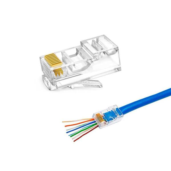 Imagem de Conector Rede Ez-rj45 Vazado Cat5e 100un Exbom Cont-rj45c100