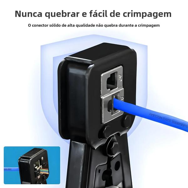 Imagem de Conector RJ45 Ampcom Cat6 Cat5e - Banhado a Ouro - 8P8C