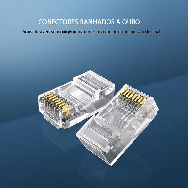 Imagem de Conector Rj45 Macho Cat6/Cat5e 8P8C Cabo Rede Crimpar 300un