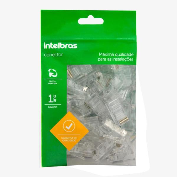 Imagem de Conector Rj45 Para Cabo De Rede Upt Cat5e Intelbras Conex 1000 Transparente 50 Unidades