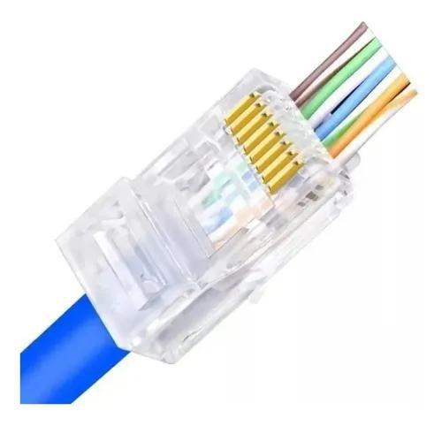 Imagem de Conector Rj45 Vazado Cat5e - Exbom - Pacote C/ 100 Unidades