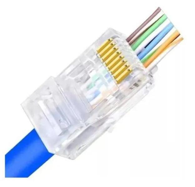 Imagem de Conector Rj45 Vazado Cat5e - Exbom - Pacote C/ 100 Unidades