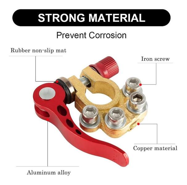 Imagem de Conector Terminal Bateria Com Engate Rápido Banhado Estanho Par Positivo Negativo Grampo Liberação