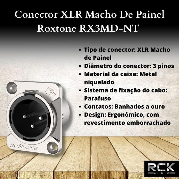 Imagem de Conector XLR Macho De Painel Roxtone RX3MD-NT