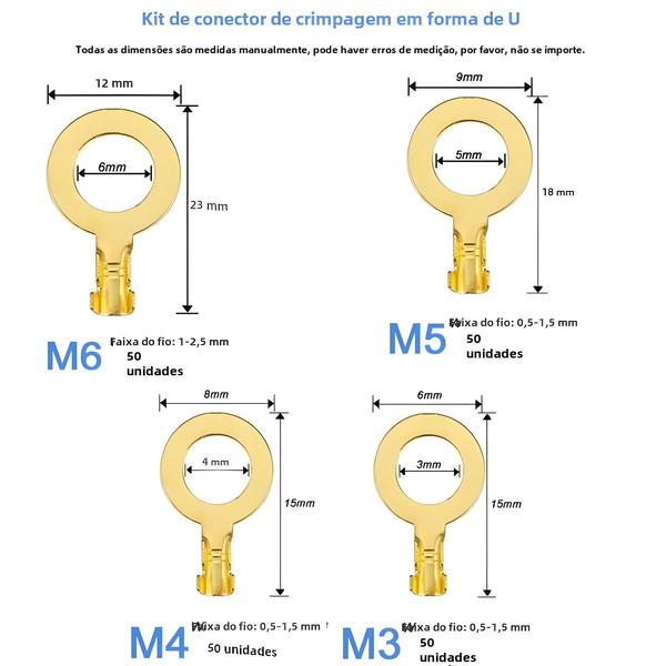 Imagem de Conectores de Fio Isolados 2,8/6,3mm - Kit Sortido de Terminais de Crimpar