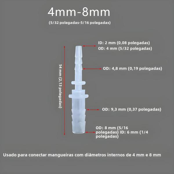 Imagem de Conectores de Mangueira de Plástico - Kit com 5 Peças - Adaptador Redutor de Farpa