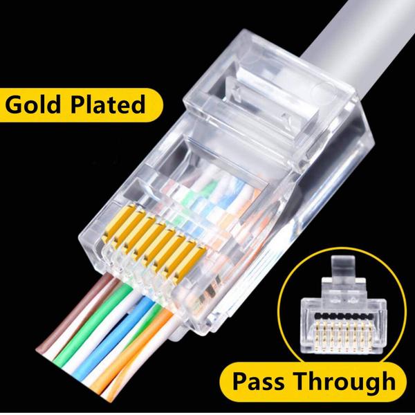 Imagem de Conectores de passagem Yankok RJ45 Cat5e 8P8C (pacote com 100)