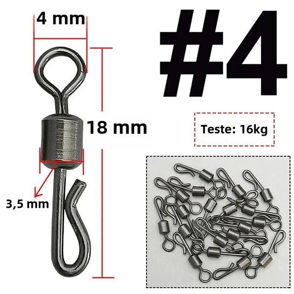 Imagem de Conectores de Pesca Giratórios com Troca Rápida - 50 Peças - Terminal para Carpa