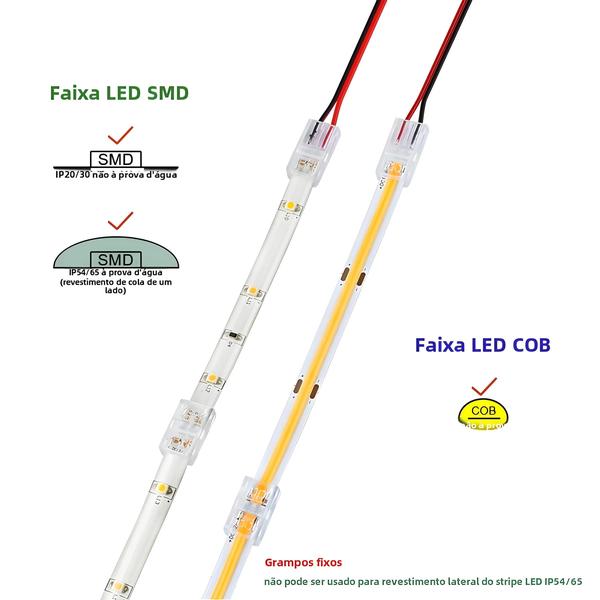 Imagem de Conectores em L para Fita de LED COB 8mm e 10mm - 2 Pinos - Para SMD 5050 e 2835