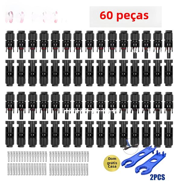 Imagem de Conectores Fotovoltaicos para Painel Solar (10, 20 ou 50 Pares) - 1000V 30A - com Alicate