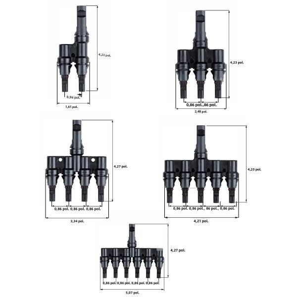 Imagem de Conectores para Cabo de Painel Solar PV 30A 1000V - Macho e Fêmea (T2, T3, T4, T5, T6)