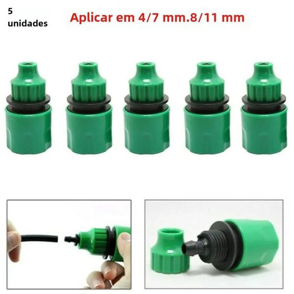 Imagem de Conectores Rápidos para Tubo de Água - 5 Peças para Irrigação por Gotejamento