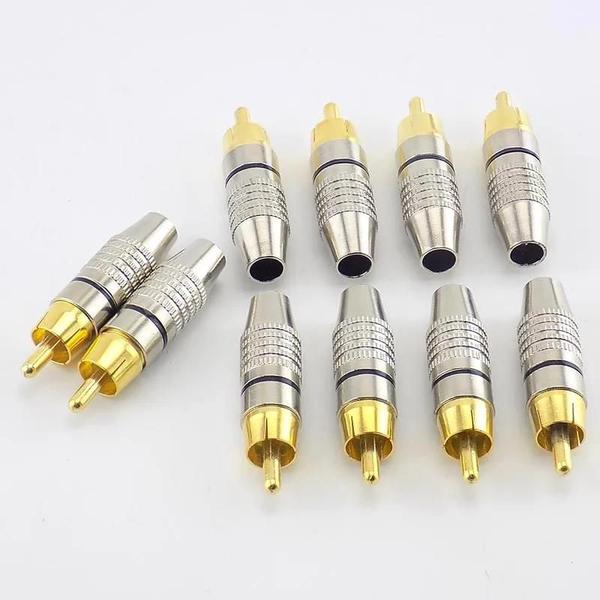 Imagem de Conectores RCA Macho - 10 Peças - Adaptador de Plugue sem Solda para Câmera, Áudio e Vídeo