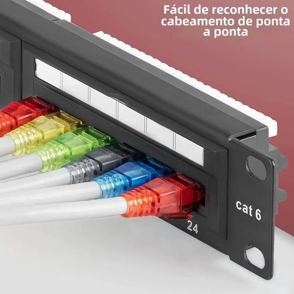 Imagem de Conectores RJ45 Cat6 (50 Peças) - Plugues Modulares com Crimpagem Fácil - Cores Sortidas